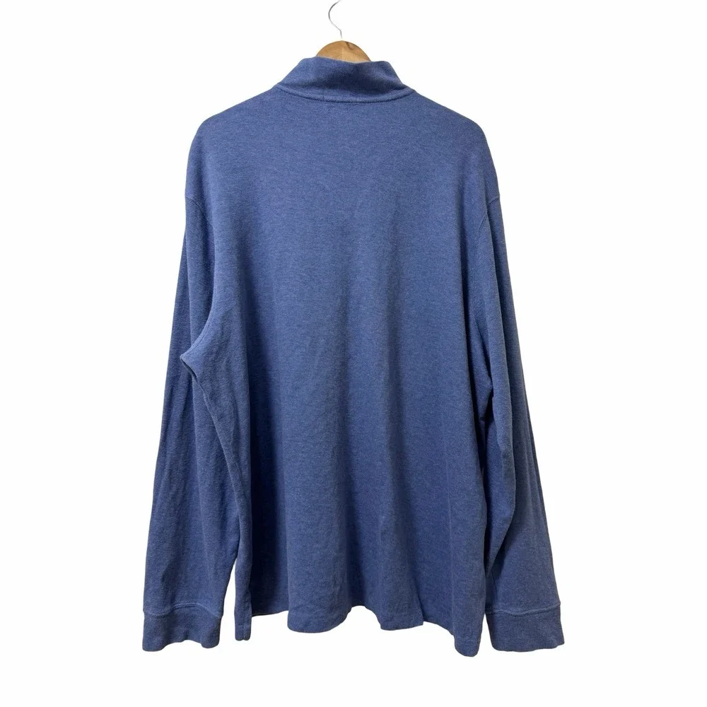 Polo Ralph Lauren Mens Estate Rib 1/4 Zip Pullover‎ Sweater Size XXL Blue Preppy